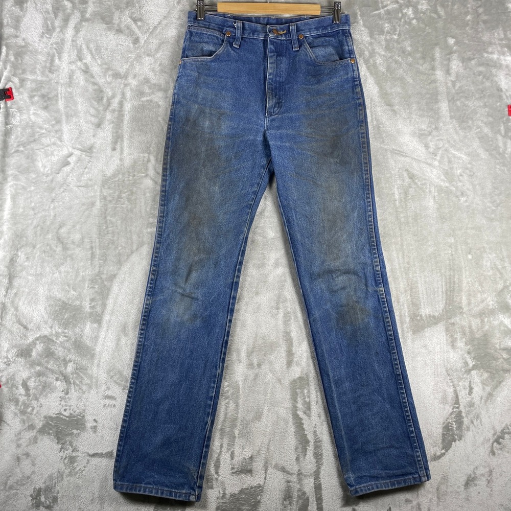Wrangler Jeans Men 30x34 Blue 936PWD Slim Fit Cowboy Cut Denim Mud Wash VTG
